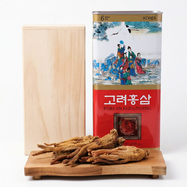 고려홍삼 6년근 특대편 건삼 뿌리삼 캔포장 검사품 10뿌리 이하, 1개, 300g