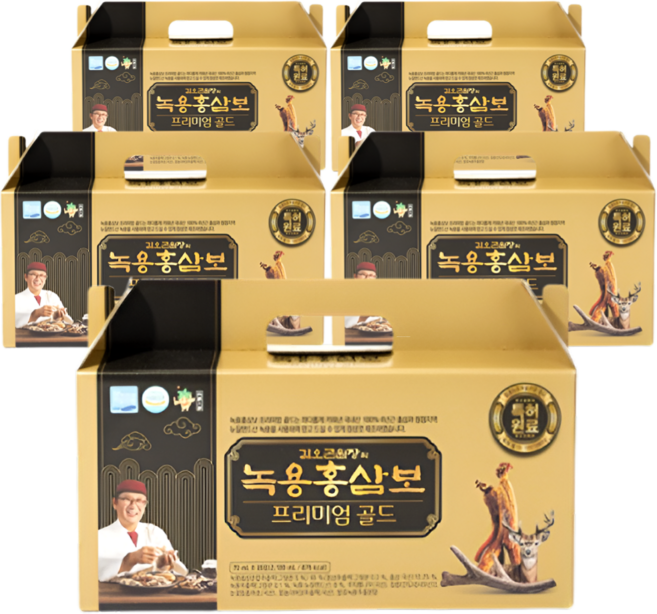 [홈쇼핑 정품 특가] 김오곤 녹용홍삼보 프리미엄 골드 (150포) 5개월분 명절 효도 건강 선물세트, 5세트, 30회분