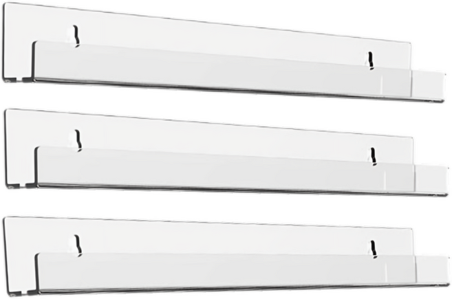 액자 피규어 네일 LP 진열 무타공 아크릴 벽선반 3p, 1단, 투명