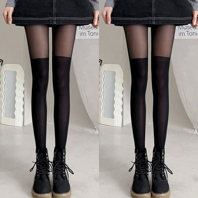 1+1 투톤 페이크 착시스타킹 보정 슬림핏 타이즈 골프 팬티 스타킹 오버니삭스