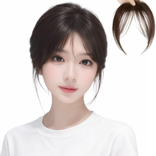 러브로유니트 자연스러운 사이드뱅 앞머리 가발, 1개, 다크브라운