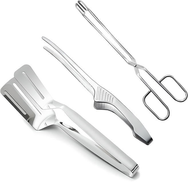 인블룸 스텐 가위형 집게 + 양면 뒤집개 + 핀셋 고기집게, 혼합색상, 1세트