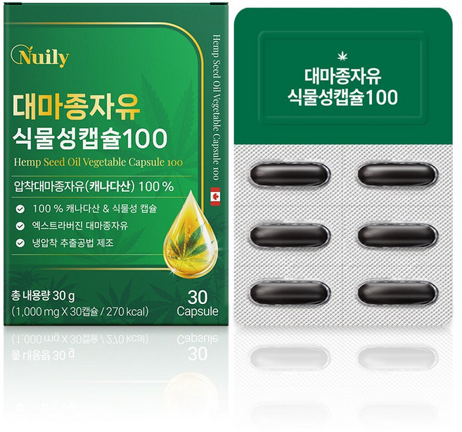 뉴일리 대마종자유 식물성캡슐100 30캡슐, 5개, 30정