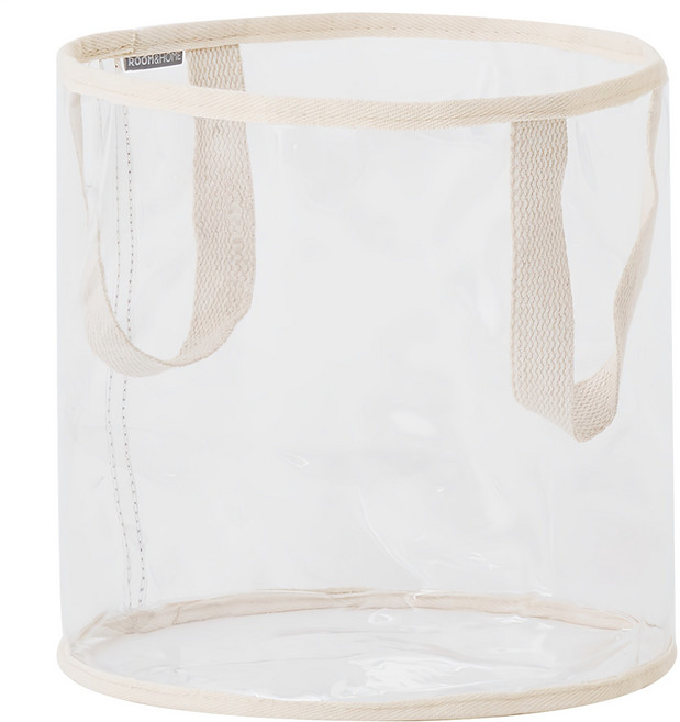 룸앤홈 찾기 쉬운 정리 바구니, 아이보리 + 투명, 1개