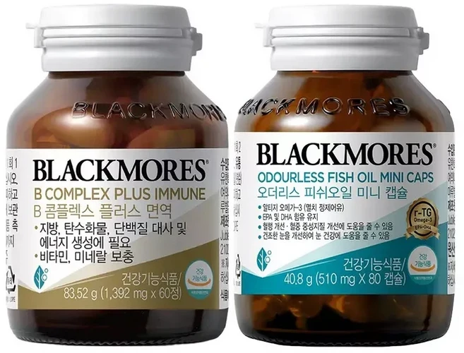 블랙모어스 비타민 B콤플렉스 60정 + 호주 오메가3 피쉬오일 80캡슐, 1개