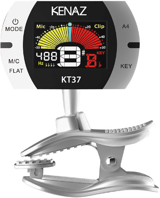 케나즈 KT37 풀컬러 기타튜너 통기타 튜닝기 일렉기타 베이스 바이올린 조율기 우쿨렐레, 1개