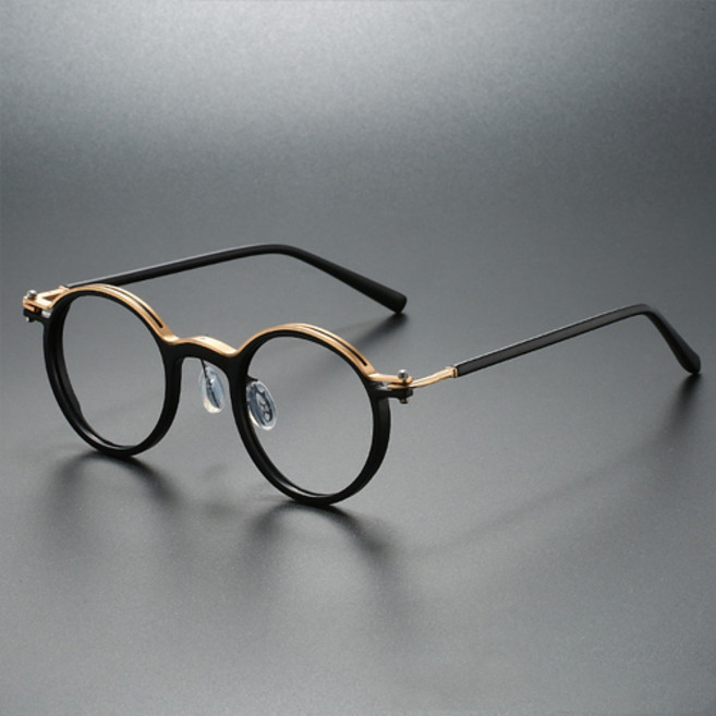가벼운 남녀공용 동글이 라운드 금색 콤비 뿔테 안경테