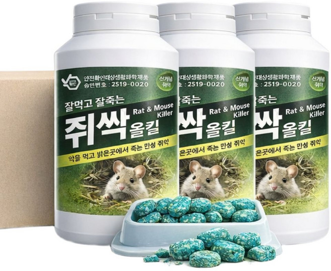 자재1번가 잘먹고 잘죽는 강력 쥐약 쥐싹올킬 500g, 3개, 1개입