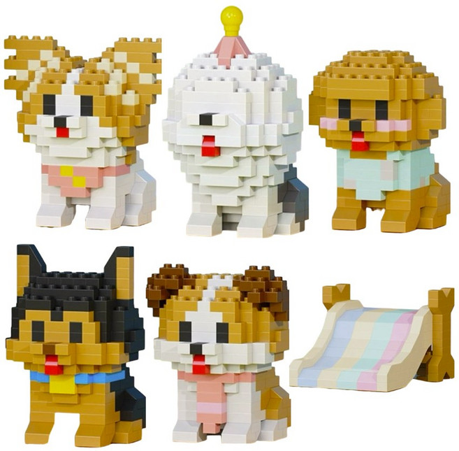 모히또 미니강아지 미끄럼틀 나노블럭 6종 세트, 1개