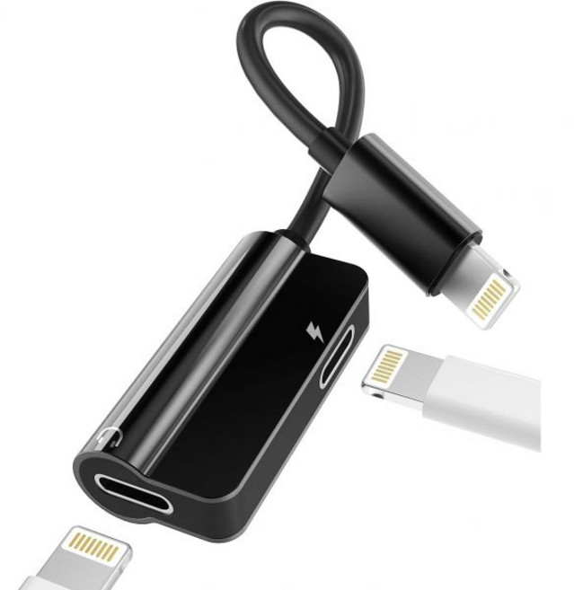 아이폰 듀얼 라이트닝 어댑터2in1Apple 14용 헤드폰 오디오 충전기 동글 잭 어댑터 파라 AUX 케이블 충전 스플리터 13 12 11 ProMax Mini Xs Se 7, 아이폰 듀얼 라이트닝 어댑터2in1Apple 14용 헤