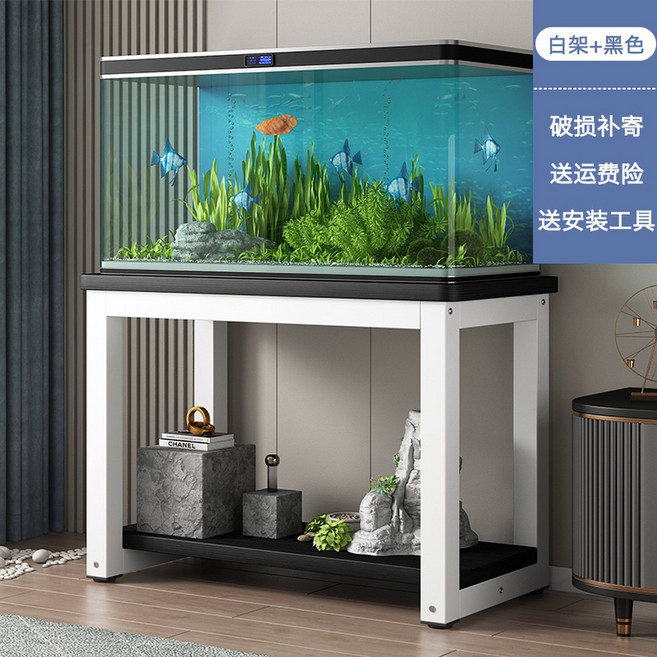 어항받침대 수족관 원목 받침 정리 축양장 50X30X50CM 거치대 블랙프레임 라이트월넛, 화이트 프레임 블랙 라운드 데스크톱
