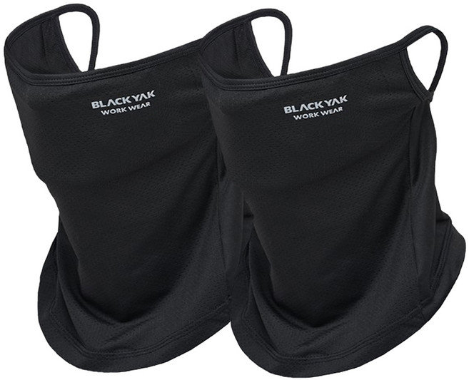 1+1 블랙야크 페이스스카프 쿨버프 귀걸이형 스카프 얼굴햇빛가리개 냉감소재 자외선 차단 마스크, 블랙+블랙