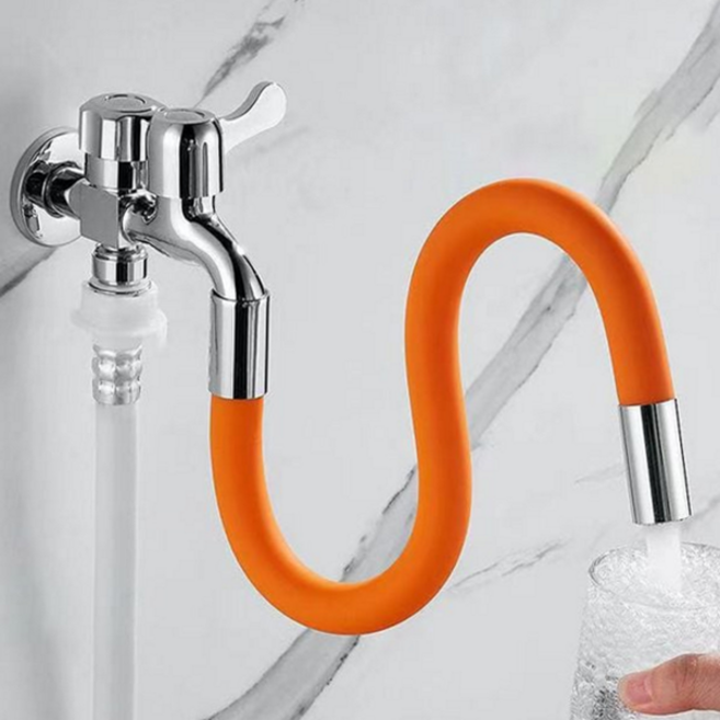 360도 자유 회전 수도꼭지 연장 실리콘 호스 20cm, 오렌지, 1개