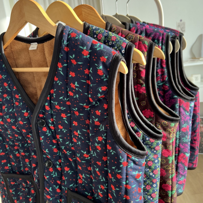 꽃무늬 김장 촌캉스 할머니 조끼