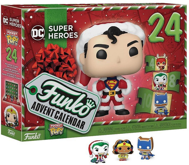 Funko Pop! 어드벤트 캘린더: DC 슈퍼 히어로즈 - 슈퍼맨 24일의 서프라이즈 수집용 비닐 미니 피규어 미스터리 박스 선물 아이디어 소녀 소년 및 어린이를 위한 휴일, Funko Pop! 어드벤트 캘린더: DC 슈퍼 히어로