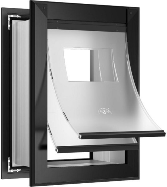 Sammak 벽용 강아지 문 알루미늄 플랩 잠금 최대 프레임과 블랙 텔레스코핑 2개 2개 27.2kg(60파운드) 튼튼한 패널 터널이 및 있는 자석 슬라이딩, Black, X-Large