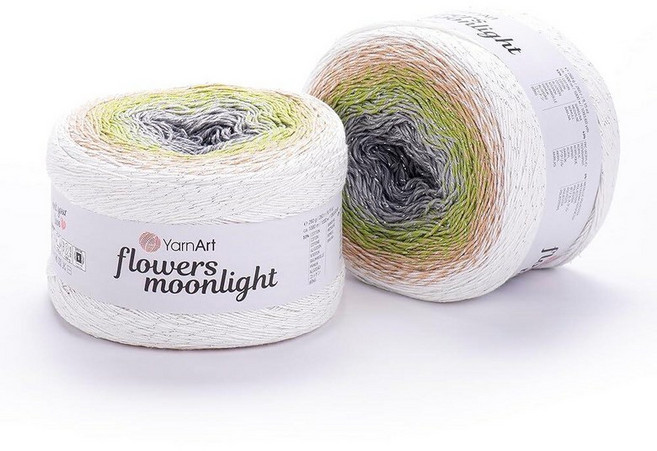 YarnArt Flowers Moonlight – 메탈릭 루렉스가 있는 그라데이션 면 아크릴 실 250g(9.17온스) 1093야드 - 코바늘 뜨개질 뜨개질 숄 및 DI, 3274