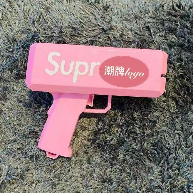 噴錢槍 氣氛道具 婚禮酒吧 sup 玩具 抖音同款 鈔票槍, 1個, USB大馬力粉色款500張美金道具