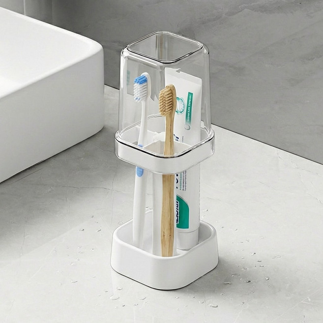 에비노 다기능 위생적인 칫솔 관리 거치대, 화이트, 1개