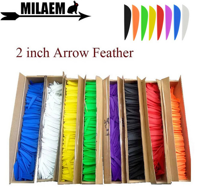 150 양궁용 200개 고무 50 사냥용 깃털 날개 화살 100 2인치, Orange-100pcs