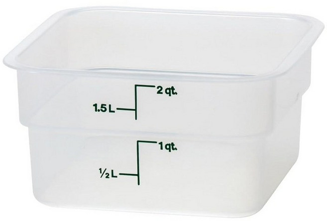 Cambro 뚜껑이 있는 식품 보관 용기 (전자레인지 사용 가능 및 BPA 프리) - 2팩 그린 클래식 시리즈 스퀘어 3.8L(4쿼트) 음식 준비를 위한 상업용 등급 (반투명), 2 QT