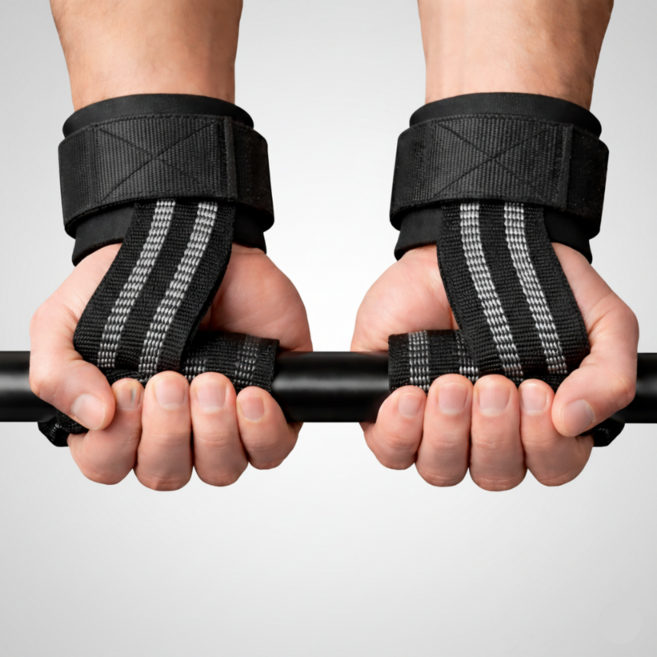 공온 강력하중 논슬립 접지력 헬스스트랩, 블랙, 1세트