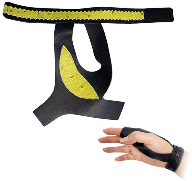 양궁 국궁 깍지 손보호대 + 사포 1개, 겨자색 대형(25cm) + 사포 1개, 1세트
