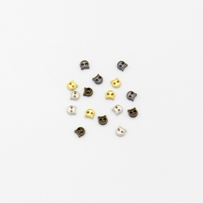 (인형소품) 4mm 금속 납작고양이 단추, 실버, 4개