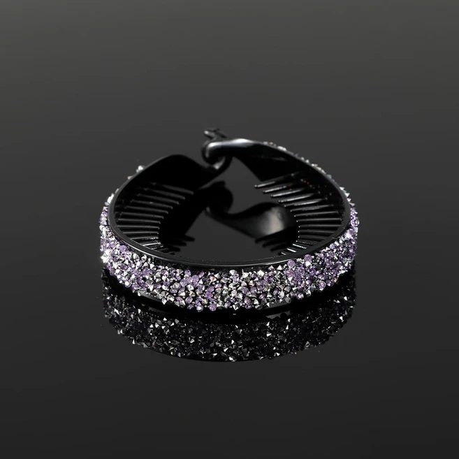 패션 크리스탈 라인 석 머리핀 롤빵 클로 포니 테일 헤어 여성을위한 액세서리 확장 바레트, 12 3701C-7CM