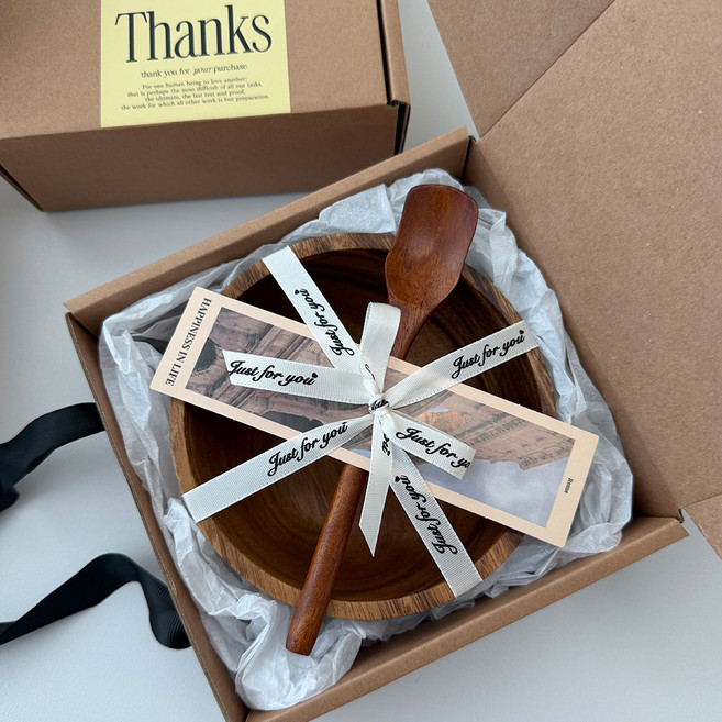 스승의날 답례품 센스있는 집들이 선물 원목 우드볼 세트 우드스푼 포함 2종 자취 선물세트, 1개