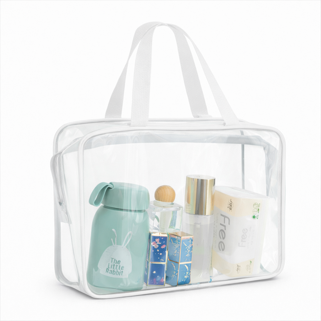 DK 투명 비치백 물놀이 해변 수영 목욕 가방 숄더백, L, 화이트