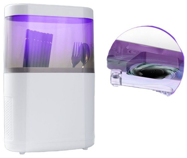 수저통 살균기 소독기 무선 충전 자외선 건조기 스텐드, 하얀색
