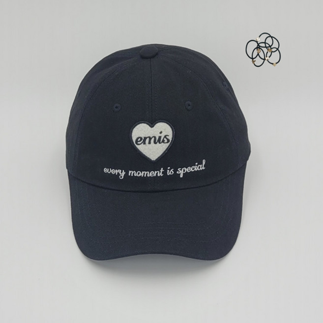 [국내매장판] EMIS 이미스 모자 하트 와펜 볼 캡 블랙 + 머리끈