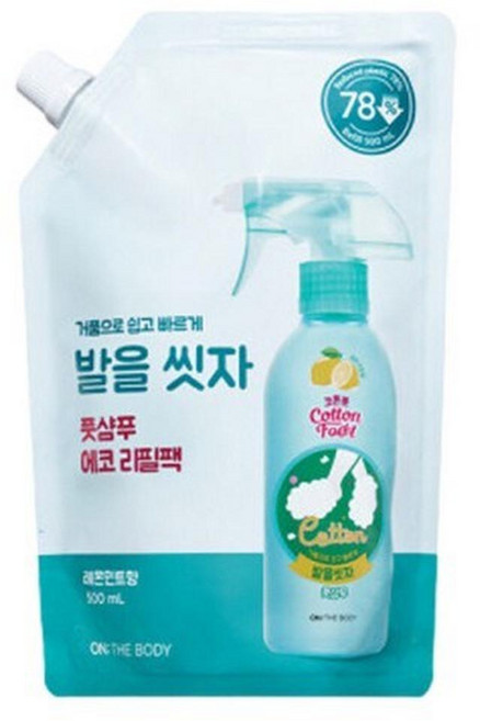 온더바디 코튼풋 발을씻자 풋샴푸 리필 레몬민트향 500ml 3개, 1개입