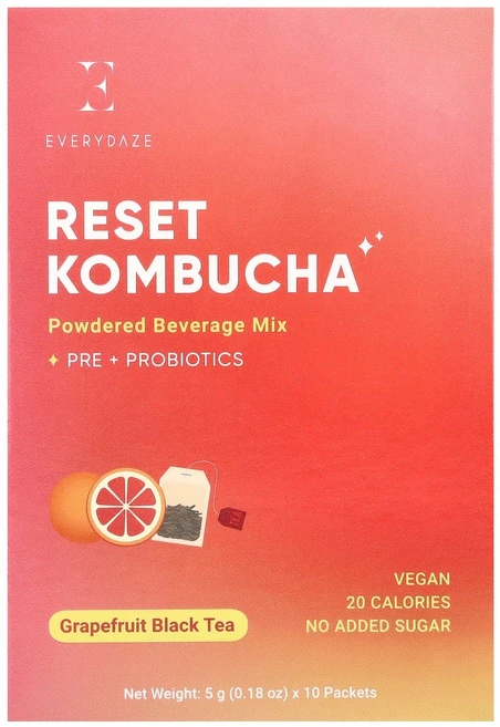 Everydaze 에브리데이즈 리셋 콤부차 자몽 블랙티 10 팩 파우더 건강보조식품 영양제 - 쿠팡
