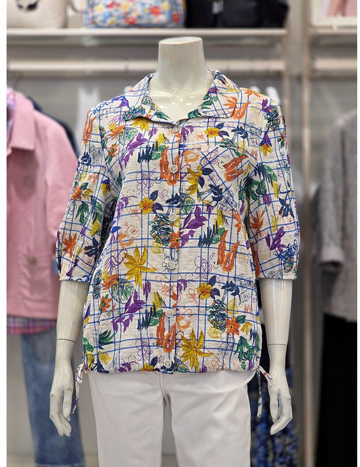 크로커다일레이디 프린트 풀오픈 셔츠형 블라우스 CLEMBL119