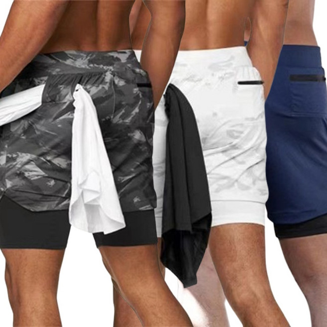 leoq 남자 스포츠 러닝 운동 헬스 투인원 포켓 레깅스 반바지