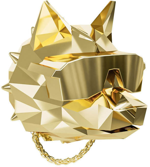 쓰리나인 차량용 방향제 불독 힙한늑대 (본체+향1p), 1개, 우디 골드, 골드