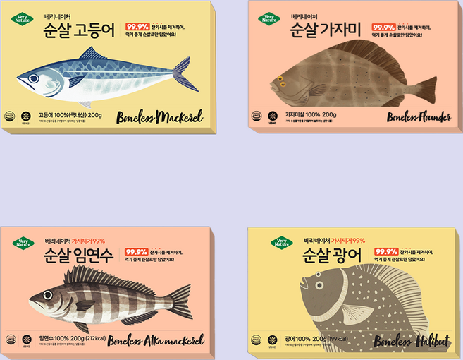 베리네이처 가시제거99% 생선 4종세트 (고등어 가자미 임연수 광어), 1개, 200g