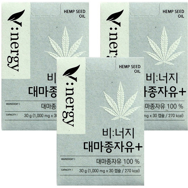 휴럼 비너지 대마종자유 플러스 1000mg x 30캡슐, 30정, 3개