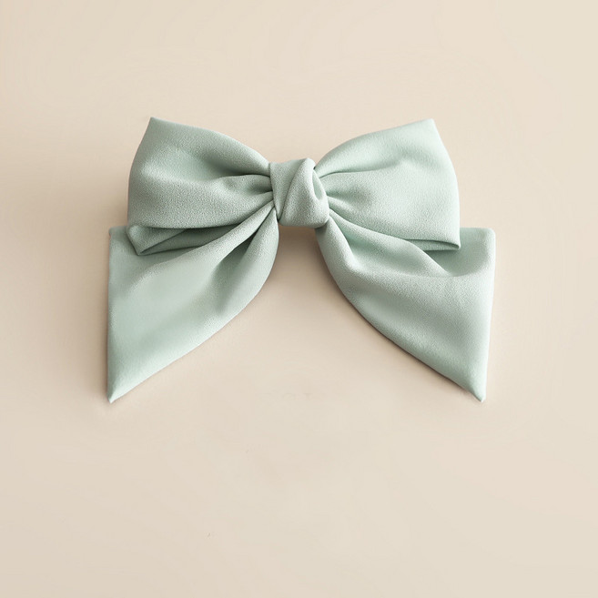 하이유니 심플 린넨 왕리본 자동핀 헤어핀