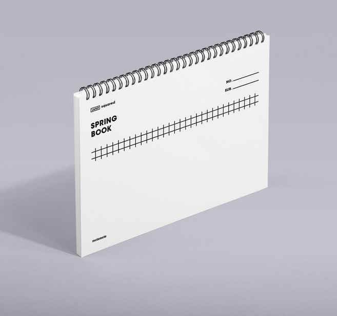 모트모트 스프링북 랜드 오리지널 - 화이트 1EA (스퀘어드) 공부 필기 가로 노트, 1개