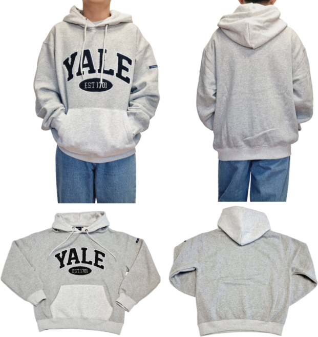 (국내매장정품) 예일 투톤 기모 후드티 데일리 맨투맨 티셔츠 남자 여자 남성 여성 공용 커플 YALE