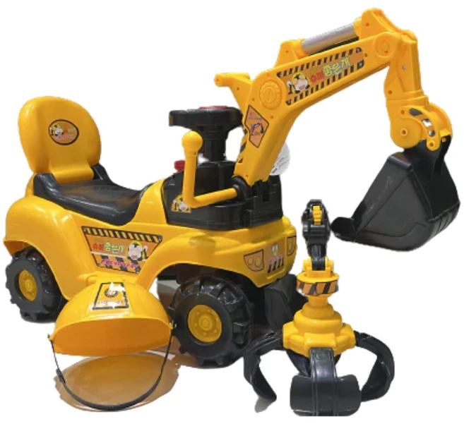 滑行挖土機工程車玩具, 黃色款(含帽子、挖土，抓子), 1箱