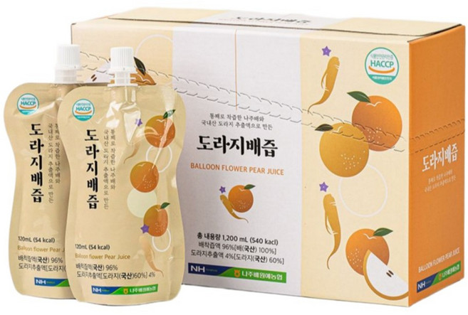 나주 도라지배즙 선물세트 120ml x 30포 프리미엄 배도라지즙, 30개