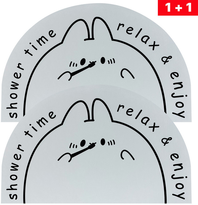 빨아쓰는 규조토 반원형 미끄럼방지 욕실 주방 발매트 2개 세트, 화이트래빗