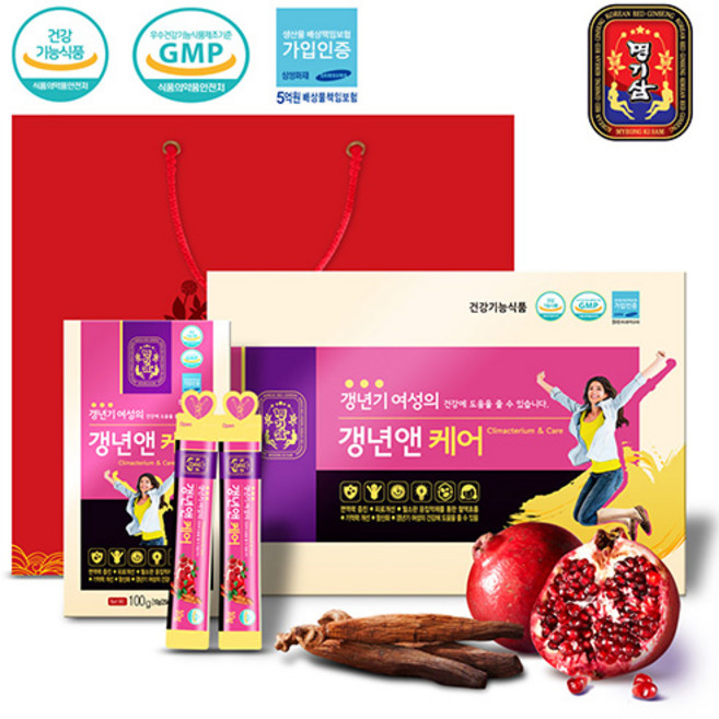 [명기삼] 갱년앤케어 갱년기 영양제 홍삼스틱 30포(쇼핑백), 10g, 30개