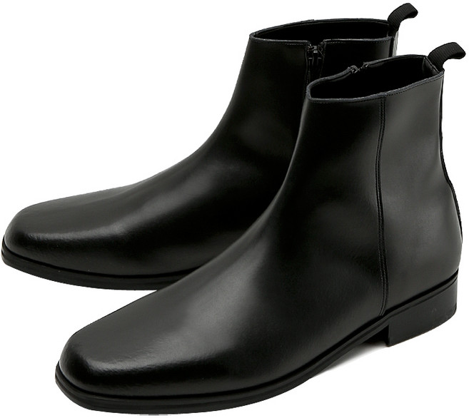 커스텀에이드 리퍼블릭 4cm 소가죽 스퀘어토 지퍼 첼시부츠 스펜서 CR0034