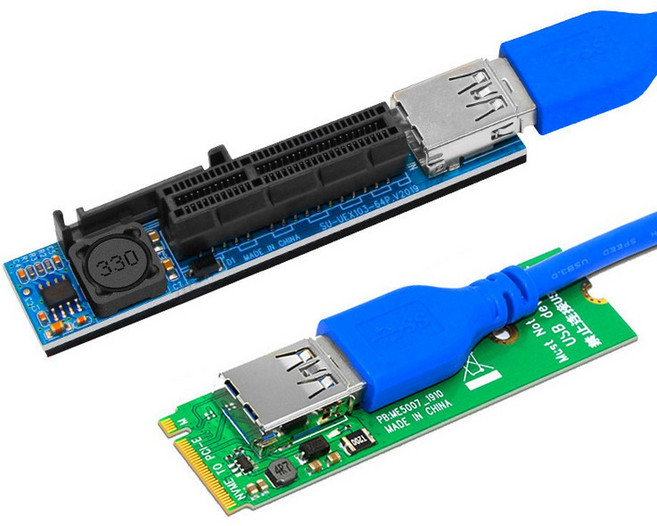 Raiser NVME M.2-PCI-E X4 카드 확장 포트 어댑터 라이저 카드 그래픽 카드 커넥터 PCIE Extender(60cm USB3.0 케이블 포함), 1개
