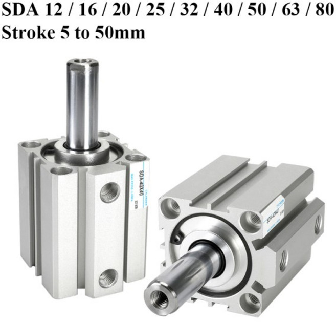 공기 실린더 SDA 시리즈 공압 컴팩트 12 16 20 25 32 40 50 63 80mm 보어 ~ 5 10 15 30 35 45 스트로크, Stroke 20mm, Bore 25mm